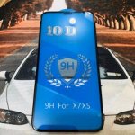Защитное стекло 10D Iphone X/XS (черное) в техпаке скругленный край высшее качество AAA