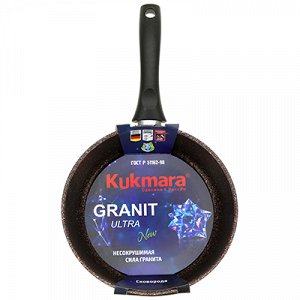Сковорода с тефлоновым покрытием д28см "Granit Ultra", h6,5см, ручка из термостойкого пластика 17см, красный гранит (Россия) - можно использовать металлические кухонные принадлежности