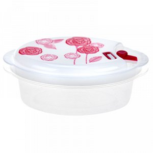 Контейнер пластмассовый "Розы" 0,3л - 13х9,7х5см, набор 3шт, с пароотводом, для хранения в холодильнике, цвета микс (Китай)