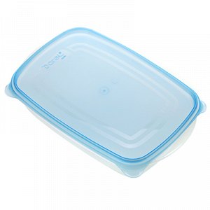 Контейнер для продуктов пластмассовый "Трио" 0,7л, 19х13х4см, набор 3шт, синий, подходит для СВЧ (Россия)