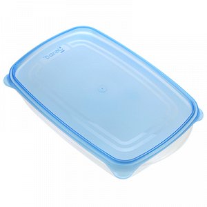 Контейнер для продуктов пластмассовый "Трио" 1,3л, 23х15х5см, набор 3шт, синий, подходит для СВЧ (Россия)