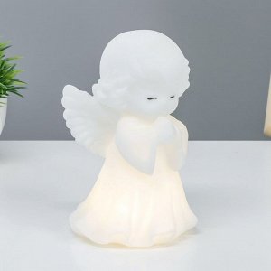 Фигурка светящаяся RISALUX «Ангелочек», LED-ночник, батарейки 3xLR44, белый, 8.5x8x14.5 см