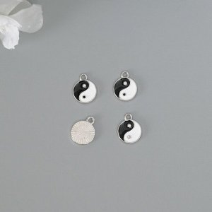 Декор для творчества металл, эмаль «Инь-ян», серебро, 1.1x1.5 см