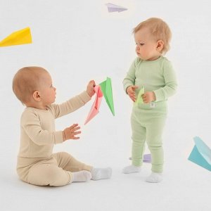 Комплект боди детских MINAKU: Basic Line BABY, цвет шалфей/бежевый.