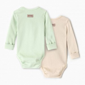 Комплект боди детских MINAKU: Basic Line BABY, цвет шалфей/бежевый.