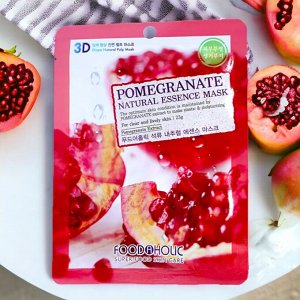 Маска для лица тканевая 3D с натуральным ЭКСТРАКТОМ ГРАНАТА FOODAHOLIC 23г. Корея