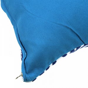 Наволочка декоративная 45х45см "Зигзаг" синий, искусственная ткань: 1 сторона - гобелен, 1 сторона - под бархат, на молнии (Китай)
