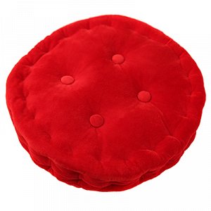Подушка для сиденья "Прима" д38х7см плюш, 2-х сторонняя, красный (наполнитель синтепон) (Китай)