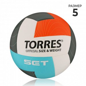 Мяч волейбольный TORRES Set, V32345, р. 5, ТПУ, бутиловая камера, клееный, МИКС