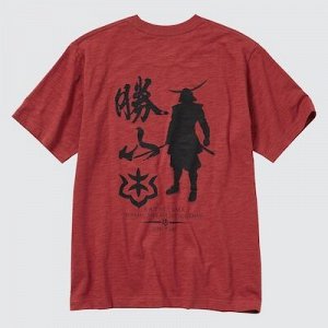 UNIQLO - хлопковая футболка с с принтом Датэ Масамунэ и логотипом Кацуяма - 16 RED