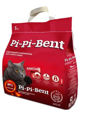 Наполнитель комкующийся для туалета кошек "Pi-Pi Bent Классик" крафт-пакет 5 кг+1кг в подарок
