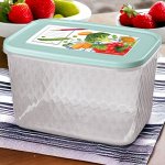 КОНТЕЙНЕР ДЛЯ ЗАМОРАЖИВАНИЯ И ХРАНЕНИЯ ПРОДУКТОВ С ДЕКОРОМ &quot;КРИСТАЛЛ&quot; 1,7Л (Светло-голубой)