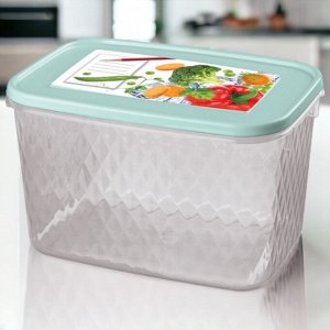 КОНТЕЙНЕР ДЛЯ ЗАМОРАЖИВАНИЯ И ХРАНЕНИЯ ПРОДУКТОВ С ДЕКОРОМ "КРИСТАЛЛ" 1,7Л (Светло-голубой)
