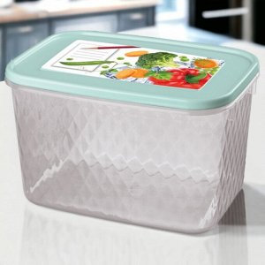 КОНТЕЙНЕР ДЛЯ ЗАМОРАЖИВАНИЯ И ХРАНЕНИЯ ПРОДУКТОВ С ДЕКОРОМ "КРИСТАЛЛ" 1,7Л (Светло-голубой)