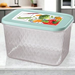 КОНТЕЙНЕР ДЛЯ ЗАМОРАЖИВАНИЯ И ХРАНЕНИЯ ПРОДУКТОВ С ДЕКОРОМ "КРИСТАЛЛ" 1,7Л (Светло-голубой)