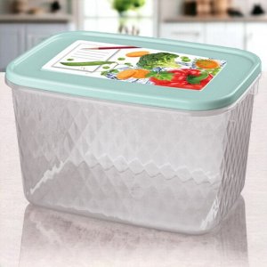 КОНТЕЙНЕР ДЛЯ ЗАМОРАЖИВАНИЯ И ХРАНЕНИЯ ПРОДУКТОВ С ДЕКОРОМ "КРИСТАЛЛ" 1,7Л (Светло-голубой)