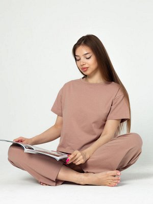 Костюм женский кулирка с брюками "НИКОЛЬ" КОФЕ