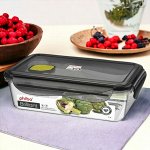 КОНТЕЙНЕР ДЛЯ ПРОДУКТОВ ГЕРМЕТИЧНЫЙ С КЛАПАНОМ &quot;BRILLIANT&quot; ПРЯМОУГОЛЬНЫЙ 1Л(черный)