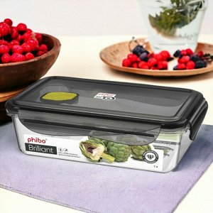 КОНТЕЙНЕР ДЛЯ ПРОДУКТОВ ГЕРМЕТИЧНЫЙ С КЛАПАНОМ "BRILLIANT" ПРЯМОУГОЛЬНЫЙ 1Л(черный)