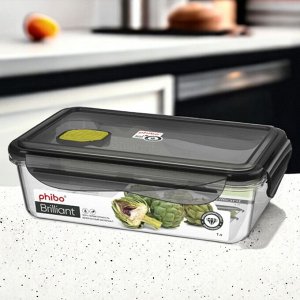 КОНТЕЙНЕР ДЛЯ ПРОДУКТОВ ГЕРМЕТИЧНЫЙ С КЛАПАНОМ "BRILLIANT" ПРЯМОУГОЛЬНЫЙ 1Л(черный)