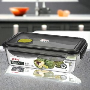 КОНТЕЙНЕР ДЛЯ ПРОДУКТОВ ГЕРМЕТИЧНЫЙ С КЛАПАНОМ "BRILLIANT" ПРЯМОУГОЛЬНЫЙ 1Л(черный)