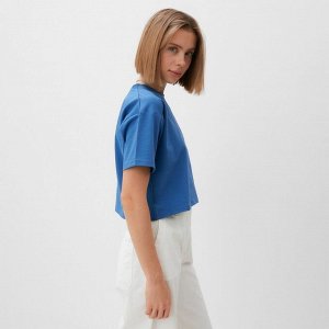 Футболка укороченная женская MINAKU OVERSIZE FIT: цвет электро