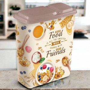 ЕМКОСТЬ ДЛЯ СЫПУЧИХ ПРОДУКТОВ С ДЕКОРОМ 2,3Л (Темно-бежевый)