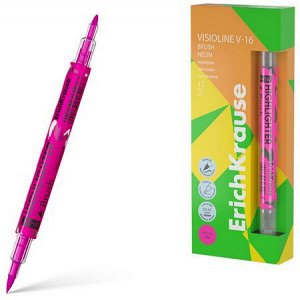 Текстовыделитель Visioline V-16 Brush Neon розовый 60796 ErichKrause