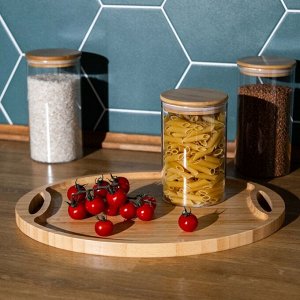 Лингон Поднос овальный, с ручками, бамбук. 40х30см
