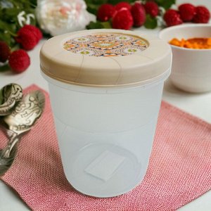 БАНКА С ЗАВИНЧИВАЮЩЕЙСЯ КРЫШКОЙ С ДЕКОРОМ 1,2Л (Бежевый)