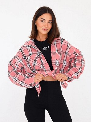 INZIBE Рубашка в клетку женская, розовая