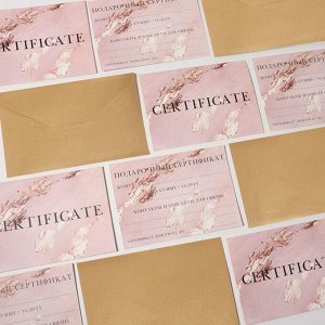 Набор подарочных сертификатов «Поталь», 10 шт., с крафтовыми пакетами и наклейками, розовый
