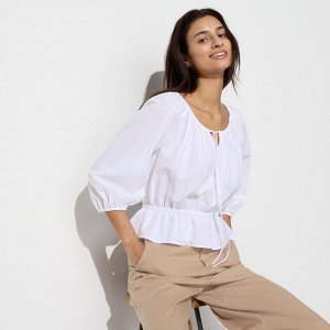 UNIQLO. Блуза хлопковая короткий рукав, белый