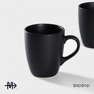 Кружка Magistro Carbon, 380 мл, фарфор, чёрная