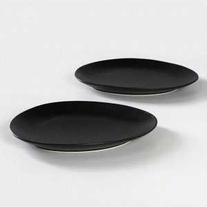 Тарелки Magistro Carbon, 26x23 см, набор 2 шт., фарфор, чёрные
