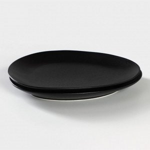 Тарелки Magistro Carbon, 26x23 см, набор 2 шт., фарфор, чёрные