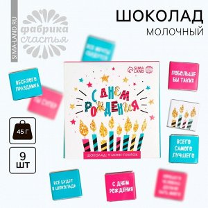 Шоколад мини молочный «С днём рождения», открытка, 5 г. х 9 шт.
