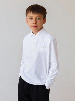 Поло с длинным рукавом, белое