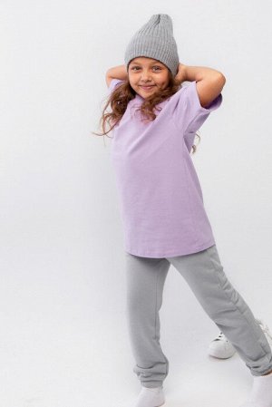 Футболка детская однотонная хлопок OVERSIZE-ЛАВАНДА