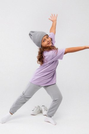 Футболка детская однотонная хлопок OVERSIZE-ЛАВАНДА