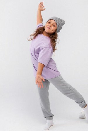 Футболка детская однотонная хлопок OVERSIZE-ЛАВАНДА