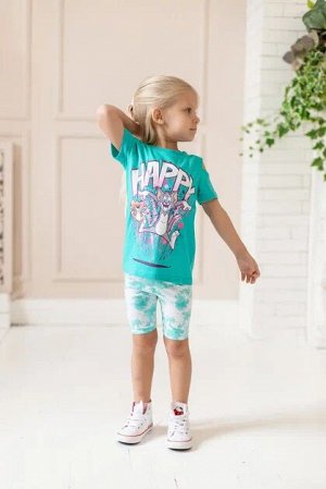 Комплект детский летний для девочки футболка и бриджи цвет Мультиколор