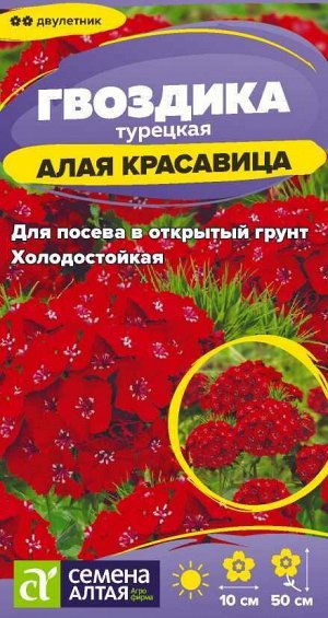 Цветы Гвоздика турецкая Алая красавица/Сем Алт/цп 0,2 гр. двулетник