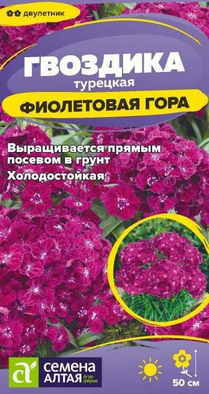 Цветы Гвоздика турецкая Фиолетовая гора/Сем Алт/цп 0,1 гр. двулетник