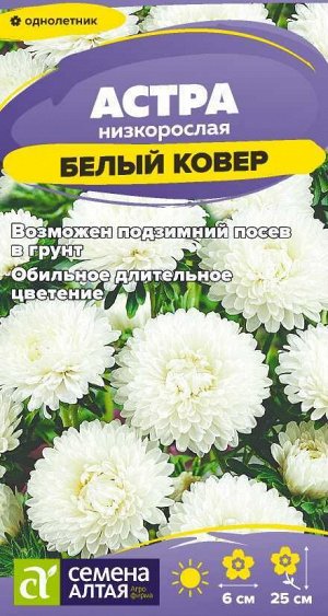 Цветы Астра Белый Ковер низкорослая/Сем Алт/цп 0,1 гр.