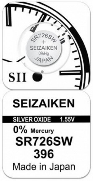 Батарейка SEIZAIKEN 396 (SR726W) Silver Oxide 1.55V