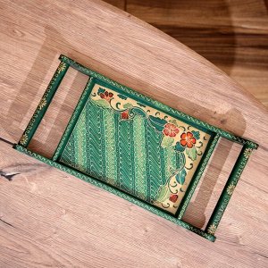 Поднос из дерева, батик 38х19х5 см