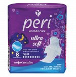 PERI Женские гигиенические прокладки &quot;Ultra Night Soft&quot; хлопок 8 шт