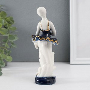 Фигурка керамика под фарфор «Балерина у станка», кобальт, 16.5x5.5x7.2 см
