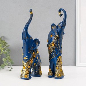 Набор фигурок полистоун «Синие слоны с оранжевыми стразами», 2 шт., 28.5x21x8.3 см
